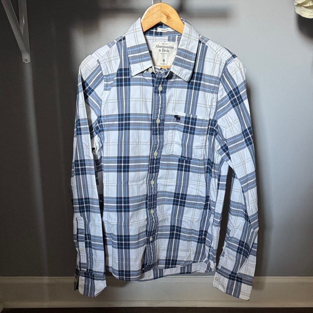 Abercrombie & Fitch Blue and White Plaid Shirt